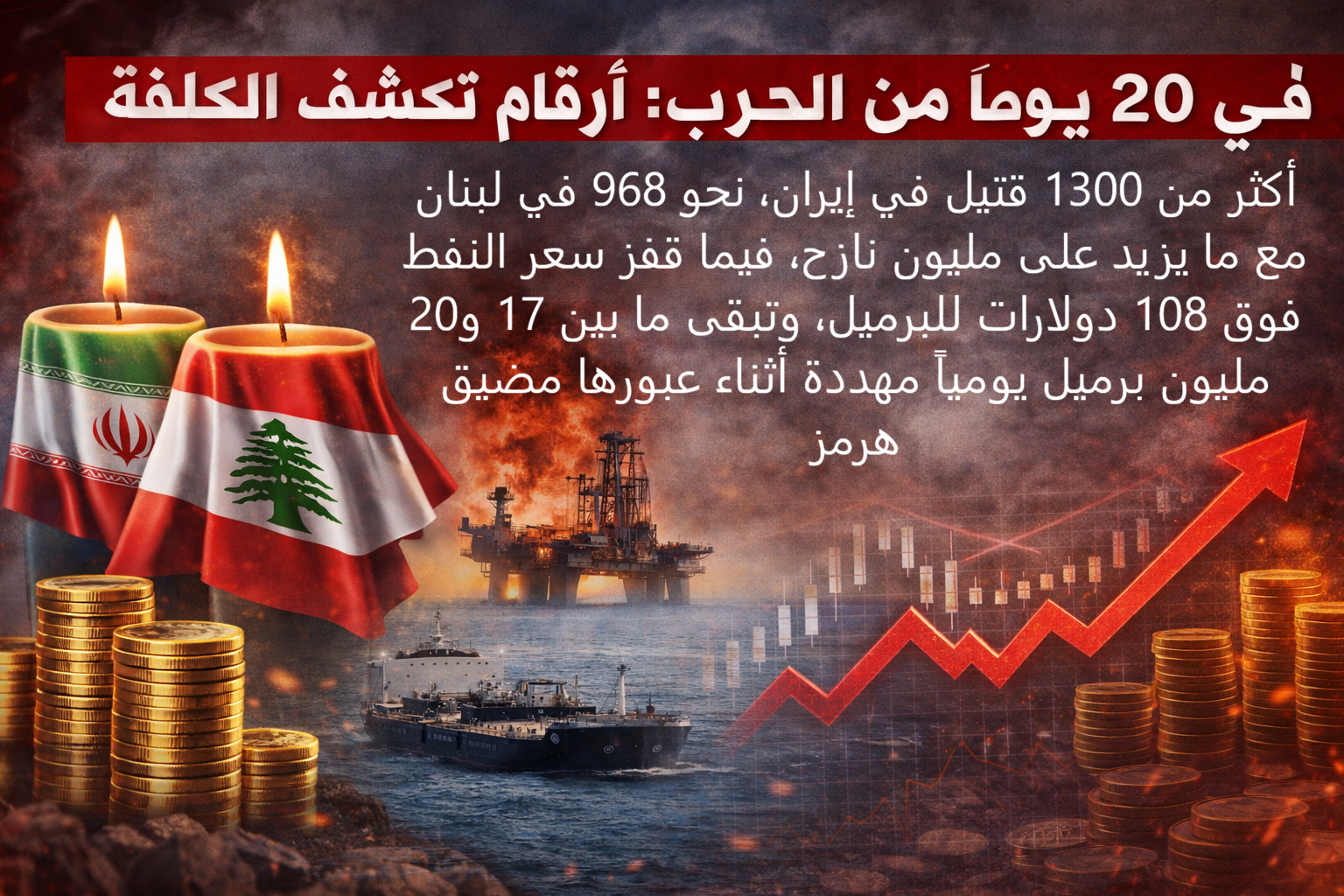 في 20 يوماً من الحرب: أرقام تكشف الكلفة البشرية والاقتصادية