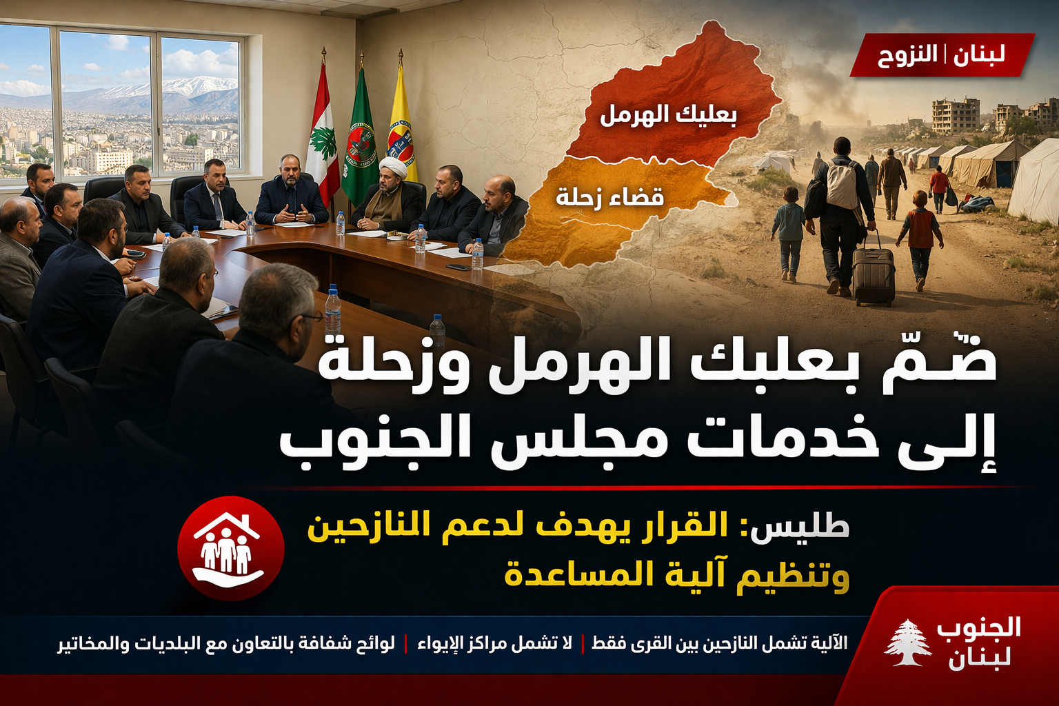 طليس: إدراج بعلبك الهرمل وقضاء زحلة ضمن خدمات مجلس الجنوب المرتبطة بالنزوح