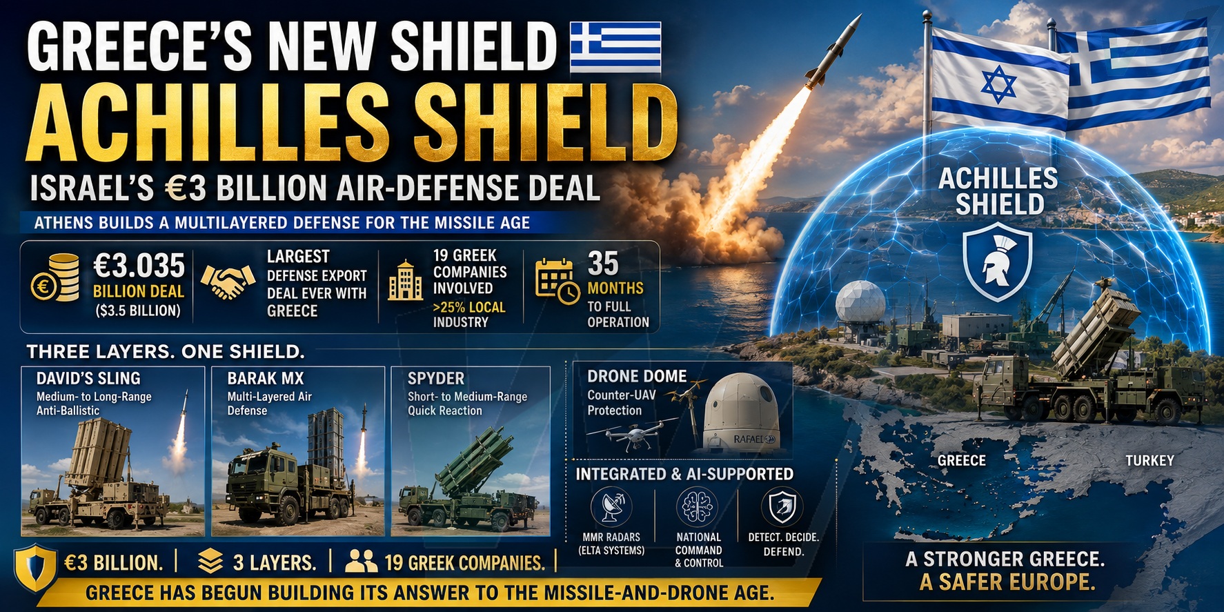درع «أخيل» الإسرائيلي بقيمة ٣ مليارات يورو لليونان… عصر جديد للدفاع الجوي يبدأ